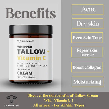 Whipped Tallow Cream with Vitamin C, Cream For Face and Body